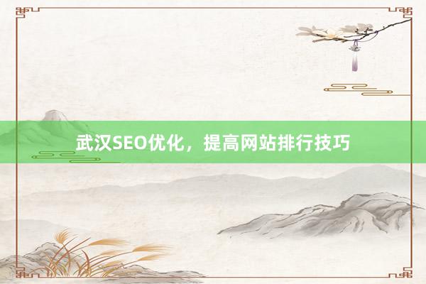 武汉SEO优化,提高网站排行技巧
